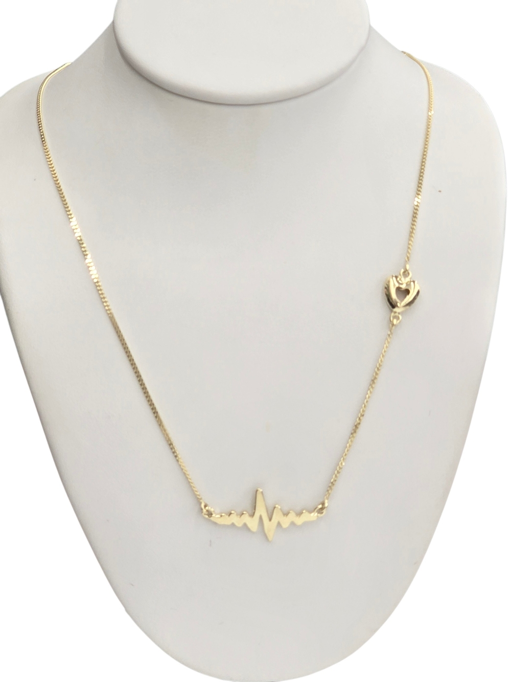 14k Real Gold Heartbeat Wave Necklace - Women Jewelry